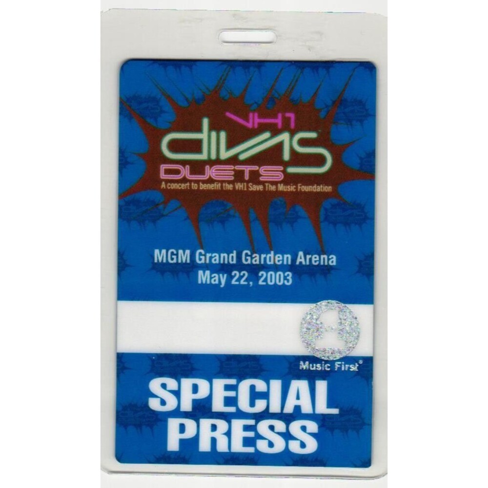 2003 VH1 Divas Duet Whitney Houston Concert Backstage Laminate Pass Las Vegas NV